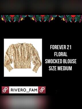 FOREVER 21 | FLORAL SMOCKED BLOUSE | SIZE MEDIUM